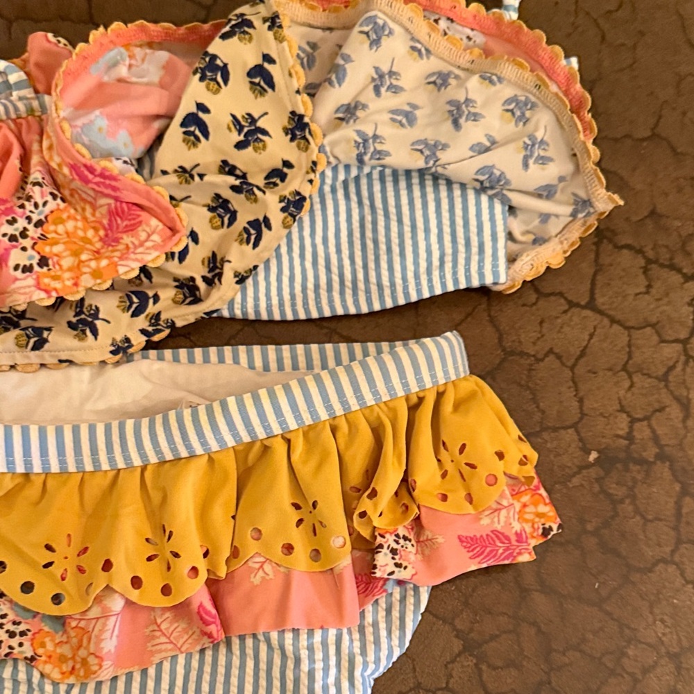 Matilda Jane Pink and Yellow Kids Swim Bikini - Picture 4 of 6